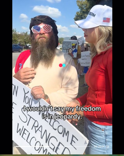 baffled protestor